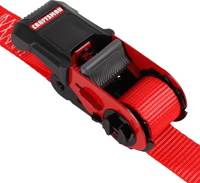 CRAFTSMAN CMXAZBS15004 Black/Red 1" x 12' Ratchet Tie Down Straps - Light/Mid-Weight Duty (1500 lb Break Strength), 4 Pack