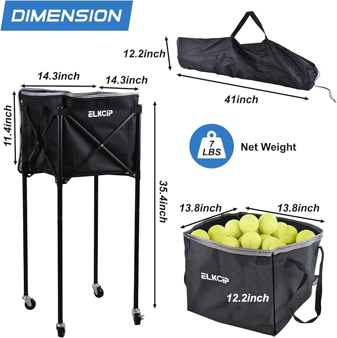 Portable Pickleball & Tennis Ball Hopper - Pickleball Collector Retriever Basket Carrier Gatherer Picker Container for Picking and Storage Training Tool for Ball
