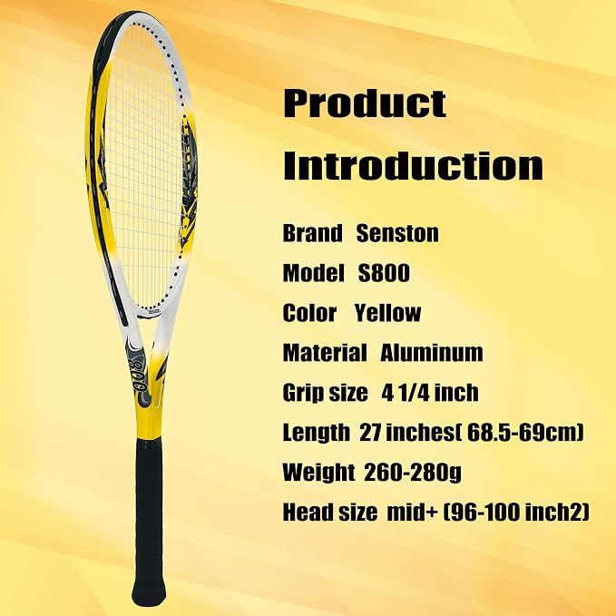 Senston 27 inch Tennis Racket for Adults 1 Pack Tennis Racket Set Tennis Overgrip, Vibration Damper
