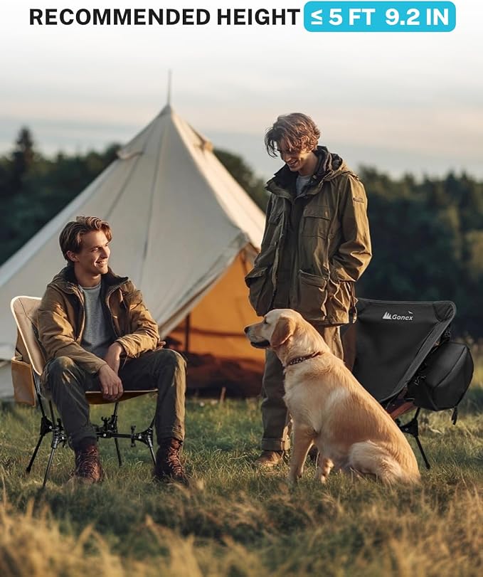 Gonex Portable Camping Chair, The 5th Gen Ultralight Compact Backpacking Foldable Lightweight Folding Chair for Outdoor Camp Hiking Beach Picnic Concert, Supports 330lbs (Khaki, 1 PCS)