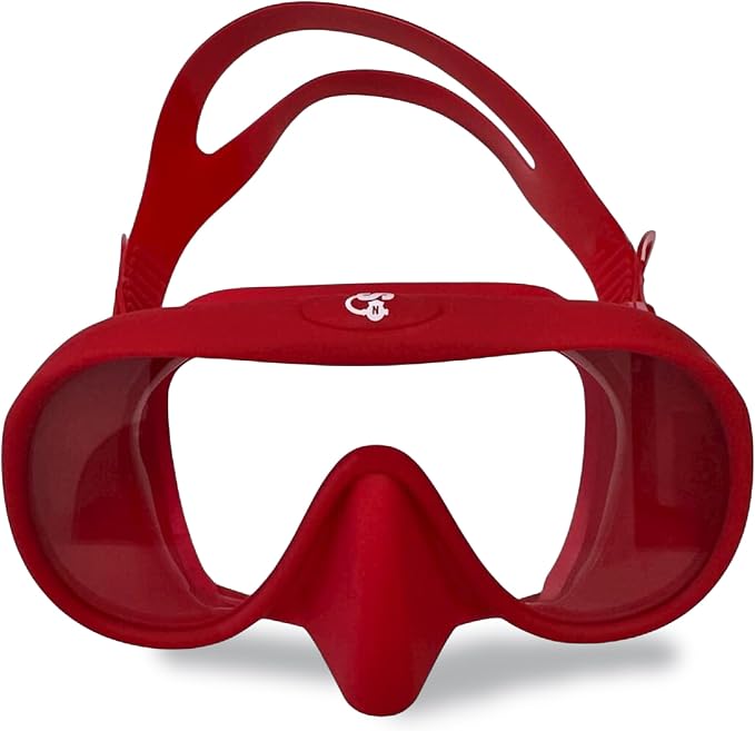Spartacus Frameless Dive Mask, Ultra-Clear Low-Iron Glass, Wide View, Low Volume, 100% Silicone Skirt