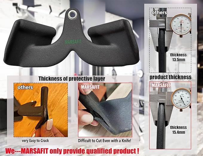 MARSAFIT Home Gym Fitness Rowing T-bar V-bar Pulley Cable Machine Attachment, Bicep Curl Tricep LAT pulldown Bar Back Strength Training Handle Grips LAT Pull Down Bar for Seat Row Workout