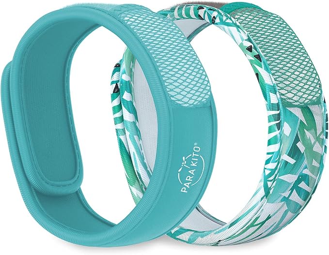 PARA'KITO Mosquito Repellent Bonus Pack - 2 Wristbands | 2 Refills (Turquoise + Foliage)