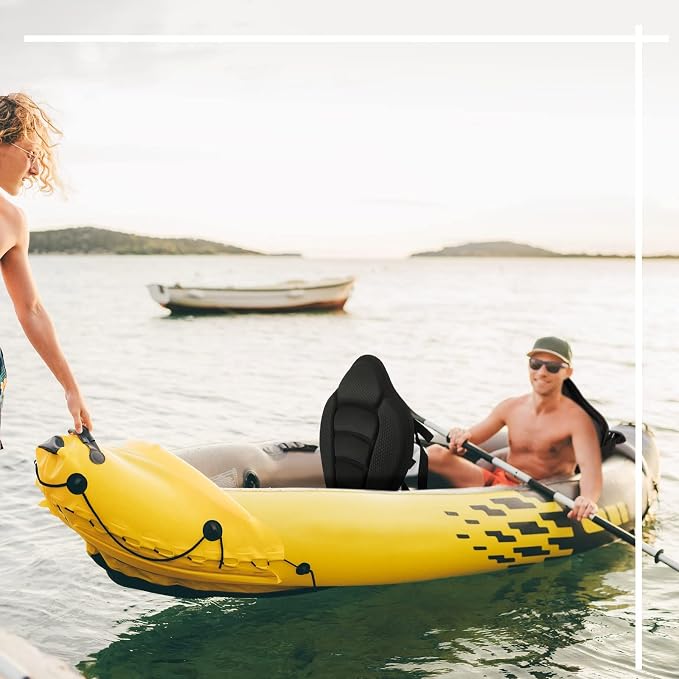 Lewtemi Thicken Kayak Seat with Back Support Canoe Paddle Board Seat with Detachable Storage Bag Adjustable Sit on Top Paddleboard Cushion for Kayaking Canoeing Rafting