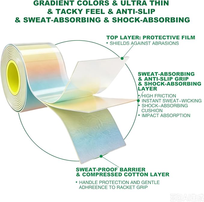 Gradient Colors Ultra Thin Tacky Overgrips,Tennis/Badminton/Pickleball/Paddle 24/48 Pack,Comfort Grip Tape,Absorb Sweatbands Anti Slip