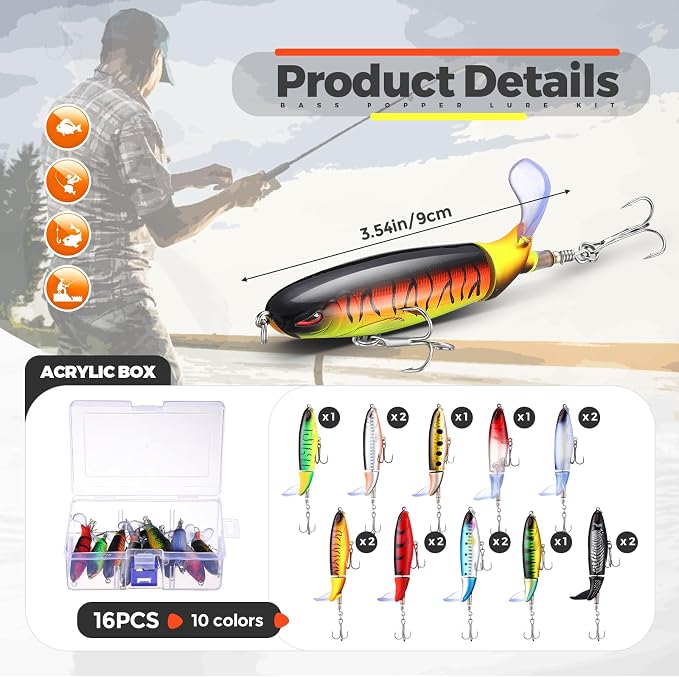 Talltalk 16 Pcs Fishing Lures for Bass Trout Perch Freshwater Trout Perch Freshwater Swimming Fishing Bait Swimbaits for Bass Slow Sinking Lifelike Fish Kit