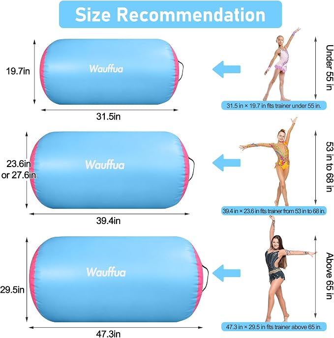 Gymnastic Air Barrel, Inflatable Tumble Track, Tumbling Mat, Roller Octagon Trainer for Back Handspring and Back-bend for Home, Gym, No Pump