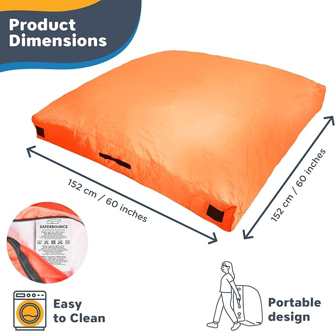 SaferBounce Crash Pad for Kids Sensory | Big 5Ft x 5Ft, 3Ft x 4Ft Or 3Ft x 3Ft | Autism Sensory Crash Mat for Jumping Play | Crashpad | Soft Foam Landing Pad | Giant Mat Pillow | Climbing, Gymnastics