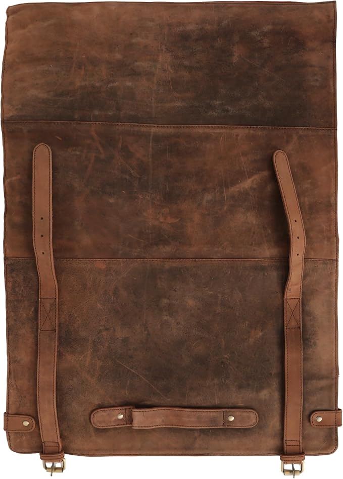 vintage crafts Genuine Buffalo Leather Knife Roll Set Chef's Knife Holder Cutlery Sheath Artist Case Organizer Storage bag Travel Friendly Gift for Men & Women (Light Brown)
