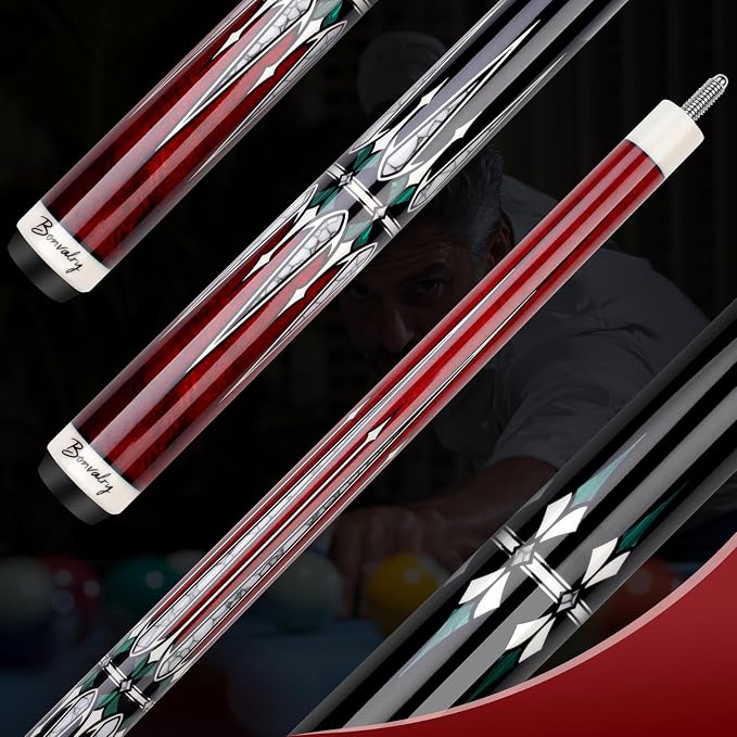 Pool Cue Kit - Stained Maple 58 Inch Pool Stick with Hard Case and Accessories for Billiards Enthusiasts