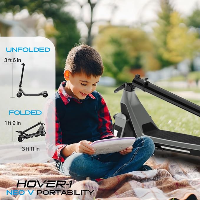 Hover-1 Neo Family Foldable Electric Scooter with 300W/250W/200W Rated Brushless Motor, 16/14/12 mph Max Speed, 8.5"/6.5” Wheels, 10/7 Mile Range Commuting Scooter for Kids & Teens Aged 4 to 16