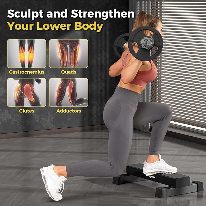 Upgraded Calf Raise Bar for Home Gym Workouts, Standing Calf Raise Machine for Calf Stretching, Squating, Foot Stretching, Anti-Slip Solid Calf Block, Ankle Calf Stretcher.