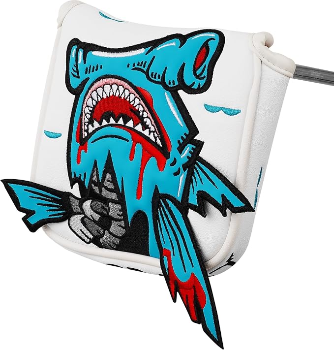Big Crazy Golf Head Covers, Golf Club Covers Funny, Driver Headcovers, Golf Club Covers, Fairway Woods Head Covers, Hybrids Headcover, Putter Cover with Soft Lining for Golf Gift Hammerhead Sharks