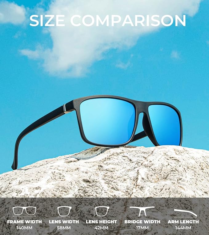 KALIYADI Polarized Mens Sun-Glasses Sunglasses-Men : Classic Sunglasses with UV Protection for Fishing Driving Golf