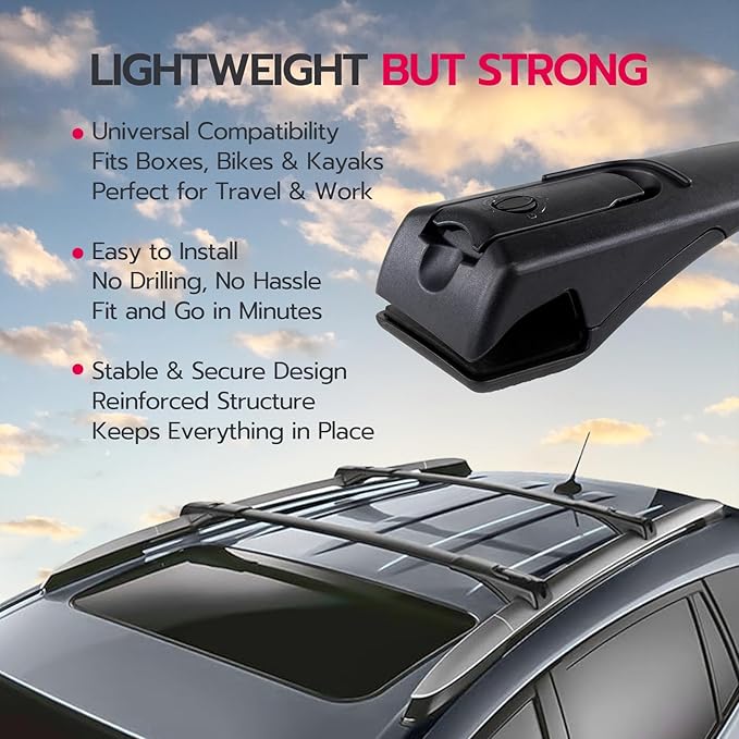 165lbs Roof Rack Cross Bars Compatible with Toyota RAV4 2013 2014 2015 2016 2017 2018, Aluminum Crossbars Rooftop Cargo Bars Kayak Bike Luggage Snowboard Carrier