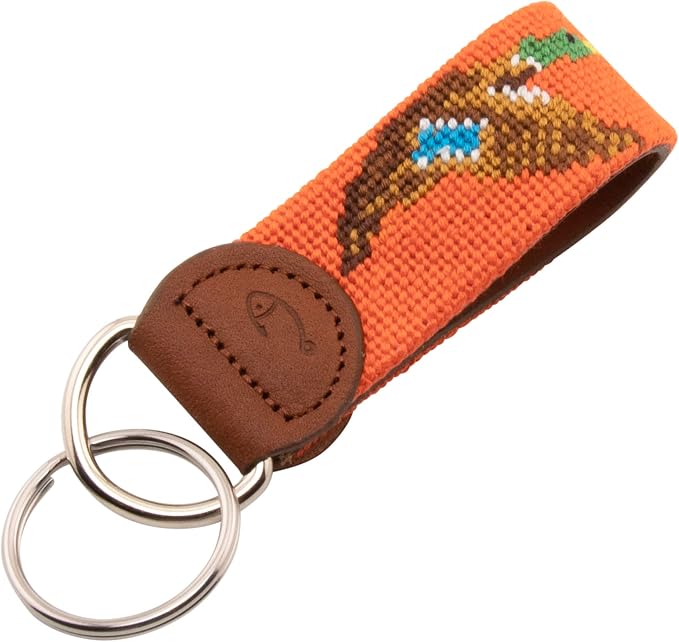 Leather Hand-Stitched Needlepoint Key Fob or Key Chain