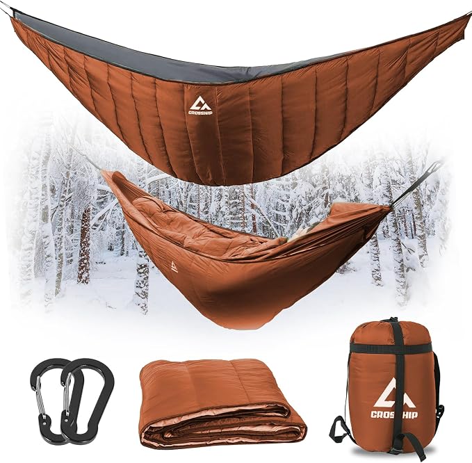 Hammock Underquilt for Camping - Full Length Orange Lightweight Warm Quilt for 3-4 Seasons (41-68°F) - Soft & Durable for Hiking, Backpacking, Beach, Travel - Holds Up to 500lbs