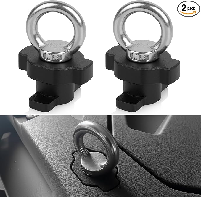 UTV ATV Tie Down Anchors Kit, CNC Aluminum Eye Bolt Accessory Anchors for Quick Attach Bed Rail Compatible with CF Moto Cforce Zforce Uforce 1000 950 800 600 625 U10 Pro Accessories