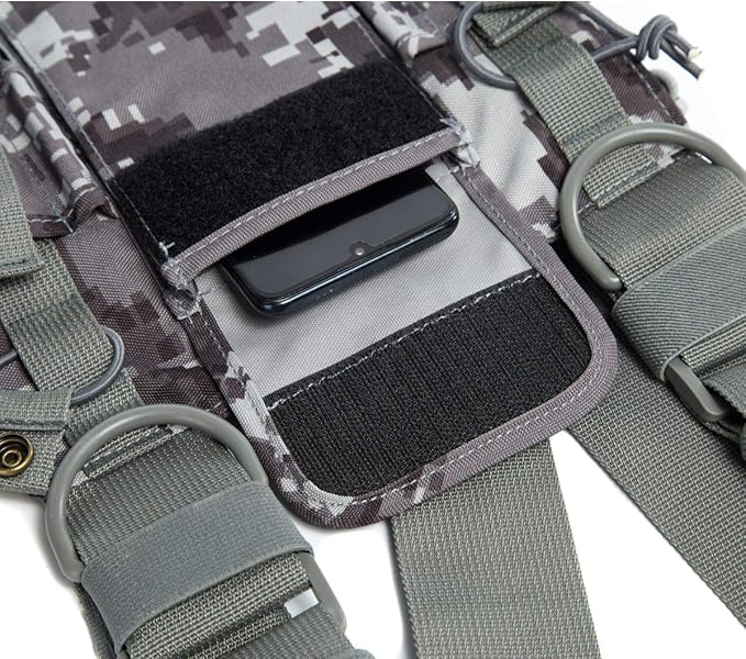 Radio Shoulder Holster Chest Harness Holder Vest Rig for Two Way Radio Chest Front Pack Pouch Walkie Talkie Case with Front Pouches for Kenwood Arcshell Retevis Baofeng UV-5R F8HP UV-82 888S(Camo)