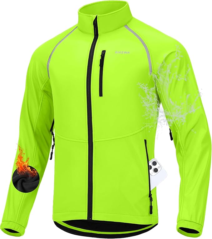 Bikewa Men's Winter Cycling Jackets Thermal Warm Water Resistant Bike Running Windproof Jacket