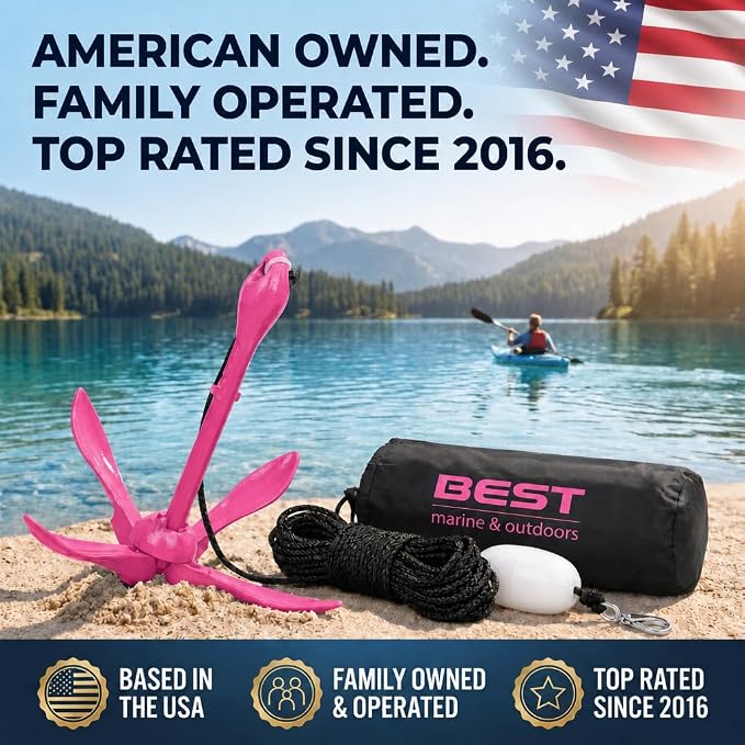 Best Marine and Outdoors Kayak Anchor, 3.5 Pound Anchor System Kit for Kayaks, Canoes, SUP Paddle Boards & Jet Skis, Fishing, Boating & Kayaking Accessories
