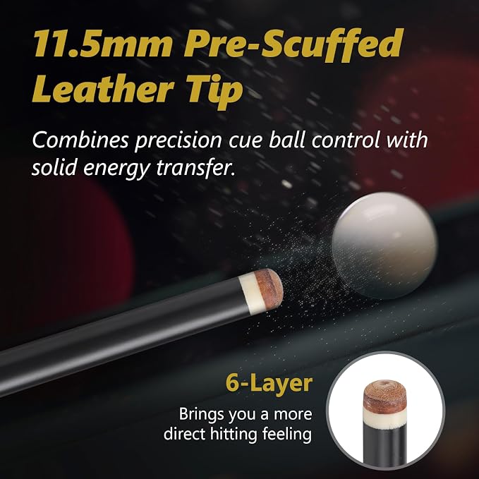 Professional Pool Cue Stick with Case, Pool Cue Stick 2-Piece Glass Fiber Billiards Cue Stick Low Deflection Pool Stick for Adults Players, 58" 19oz