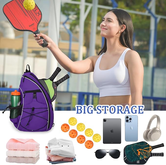 Goloni Pickleball Sling Bag for Men Women, Lightweight Pickleball Backpack with Fence Hook