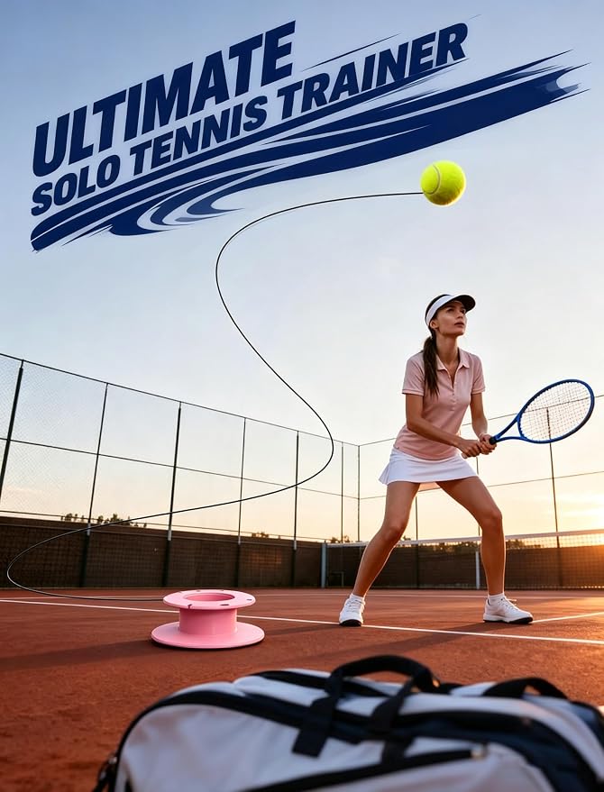 VAIIO Professional Tennis Trainer - Full Metal Portable Solo Rebounder with 3 High-Elastic String Balls, Ideal for Adults, Kids, Beginners & Advanced Players