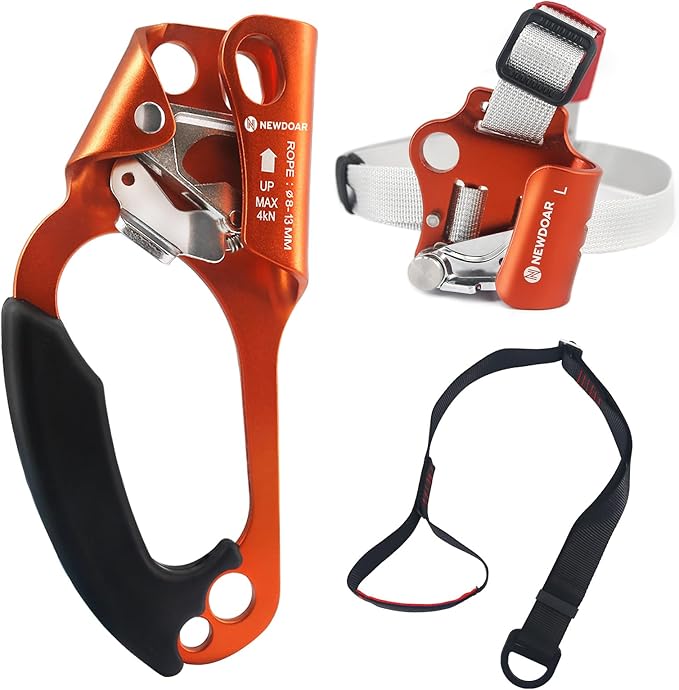 NewDoar UIAA & CE Certified Hand Ascender Rock Climbing Tree Arborist Rappelling Gear Equipment Rope Clamp for 8~13MM Rope