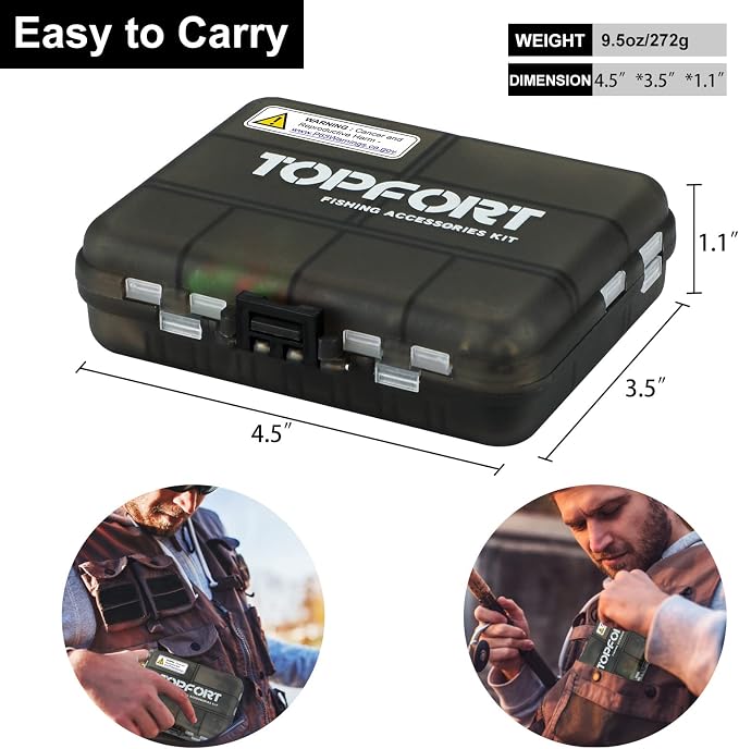 TOPFORT 187/343pcs Fishing Accessories Kit, Organized Fishing Tackle Box with Tackle Included, Fishing Hooks, Fishing Weights Sinkers, Fishing Gear and Equipment, Fishing Gift for Men