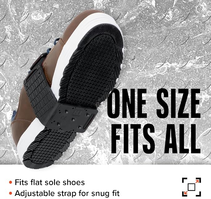 K1 Mid-Sole Ice Cleats - Rotatable Traction Aids For Flat Shoes - Indoor/Outdoor, Climbing, Driving - Slim Profile - Black