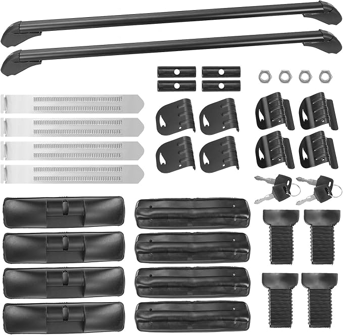 Universal Roof Rack Crossbars, 43" Aluminum Crossbars with Anti-Theft Lock Adjustable Window Frame for Car Without Side Rails for Bike Kayak Cargo Luggage, 165LBS Capacity Black