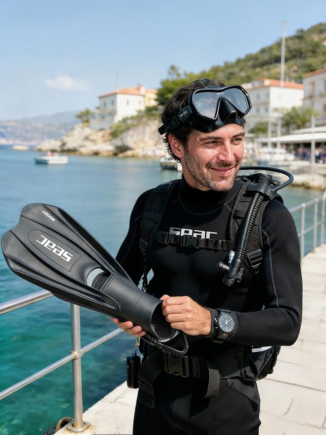 SEAC Pura – Frameless Single-Lens Silicone Diving Mask | Antifog Low Volume Mask for Diving and Snorkeling with 3D Buckle