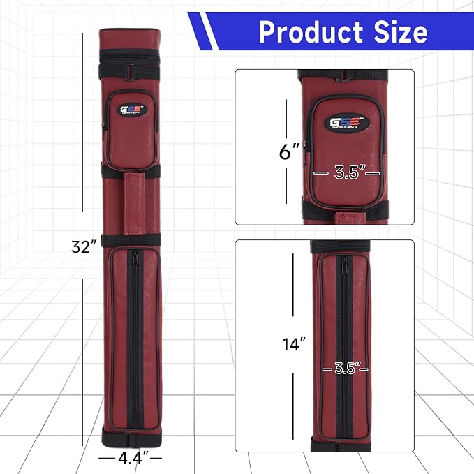 GSE Games & Sports Expert 3x6 Hard Pool Cue Case, Billiard Stick Carrying Bag for 3 Sticks, Holds 3 Butts and 6 Shafts (Several Colors Available)