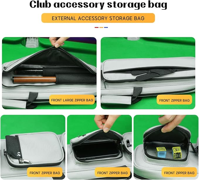 Pool Cue Case 4x4, Pool Cue Carrying Case Soft Padded Billiard Stick Bag with Multi-pocket for 4 Butts and 4 Shafts, Pool Stick Case Cue Bag with Backpack-straps for Pool Cues and Accessories