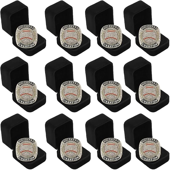 12 Pcs Baseball Championship Ring Trophy Award Gift Tournament Championship Ring Winner Tournament Team, from Size 8 to 11,