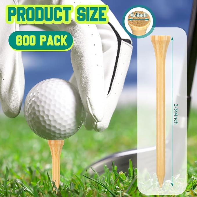 Mudder Golf Tees Bulk Wooden Bamboo Golf Tees Multicolor Wood for Men Balls Accessories