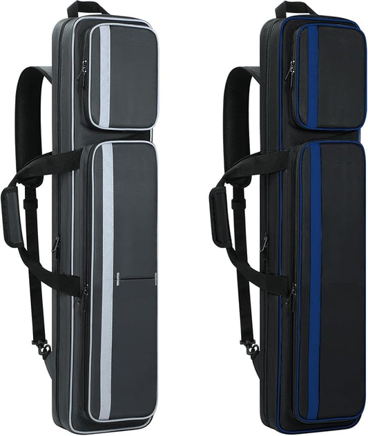 Pool Cue Case 4x5, Pool Cue Carrying Case Soft Padded Billiard Stick Bag with Multi-pocket for 4 Butts and 5 Shafts (1PCS Grey + 1PCS Navy-Blue)