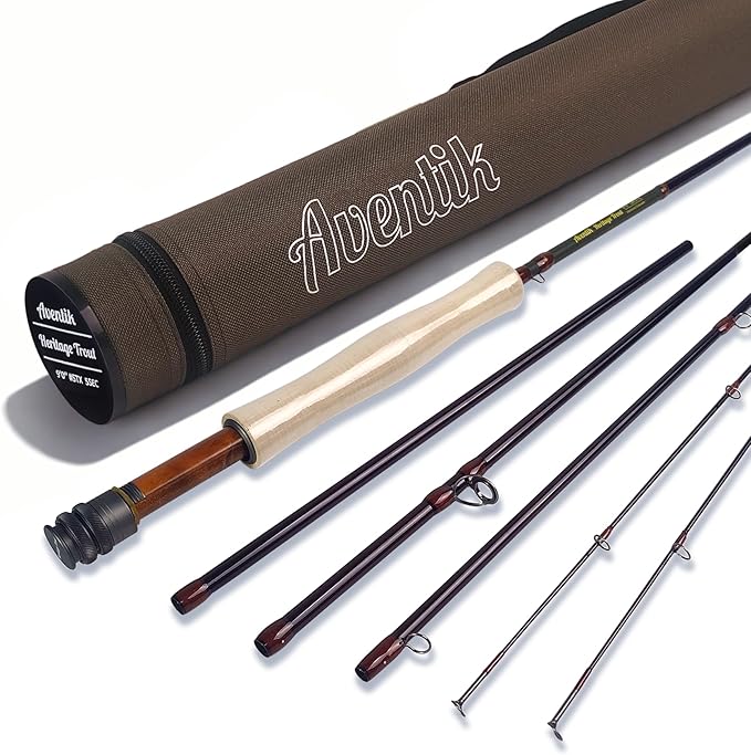 Aventik Fly Fishing Rod with Extra Tip, 6'8'' 2wt to 9'0'' 6wt, X-Cross High Modulus Carbon Fast Action Travel Fly Rod, 4/5-Piece Trout Rod for Creeks & Rivers