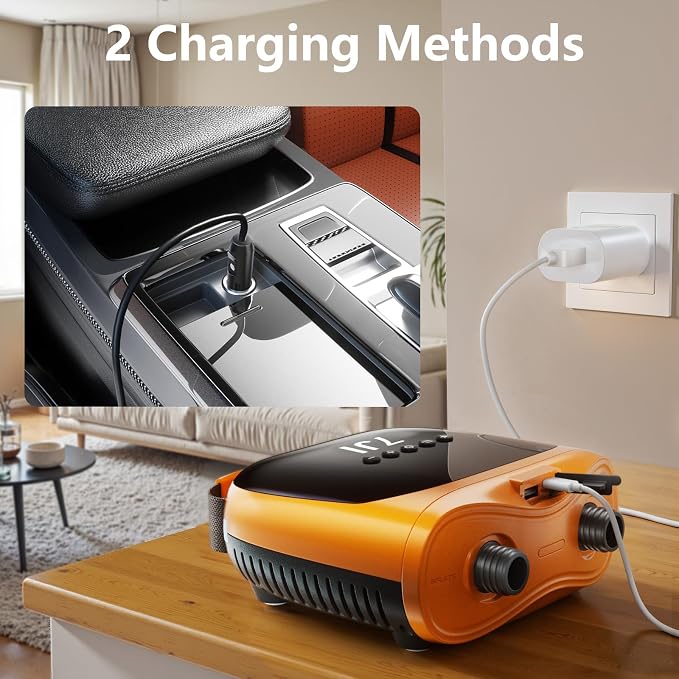 20PSI Electric Paddle Board Pump,USB Rechargeable SUP Pump,Intelligent Air Pump Dual Stage Inflate & Deflate,12V DC Plug for Stand up Paddle Boards,Kayak,Inflatables,Boats,Tent,Kite Wings