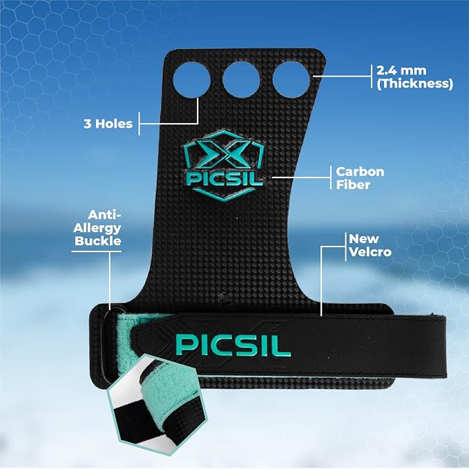 PICSIL | Falcon Grips | Grip All Surfaces and Bar Types | Use with Magnesium | Carbon Fibre Material | for Crosstrainig, WOD, Gym & Calisthenics |