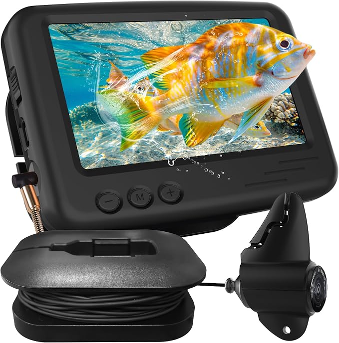 Underwater Fishing Camera, 4.3 Inch LCD, Infrared Night Vision, Wide Angle IP68 Waterproof Portable Fish Camera for Ice, Lake, Boat & Kayak Fishing
