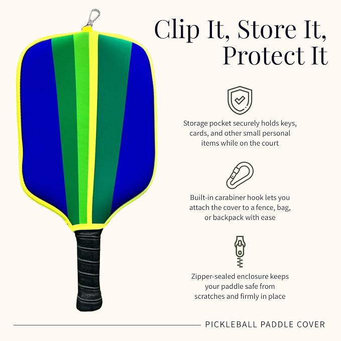 Posh Pickler Vlasic Pickles Pickleball Accessories Gift Set, Pickleball Paddle Cover, Sports Cooling Towel and Bag Strap, Vlasic Pickle-Themed for Pickleball Players