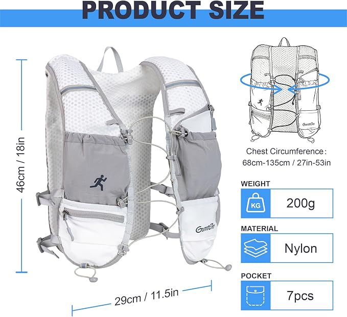 Running Vest with Adjustable Chest Straps for Women Men Hydration Vest for Marathon Jogging Hiking Cycling