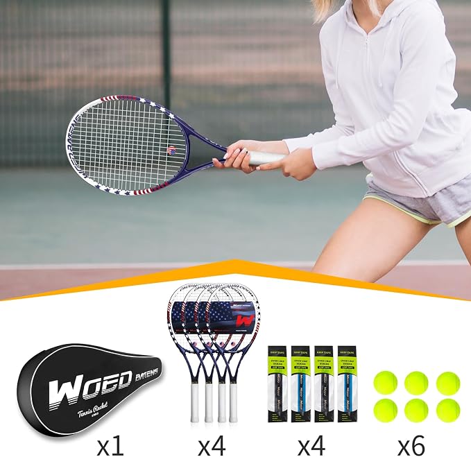 Tennis Rackets for Adults 27 Inch Tennis Racquets Set Included Tennis Racket Tennis Balls Overgrips Vibration Dampers Tennis Bag