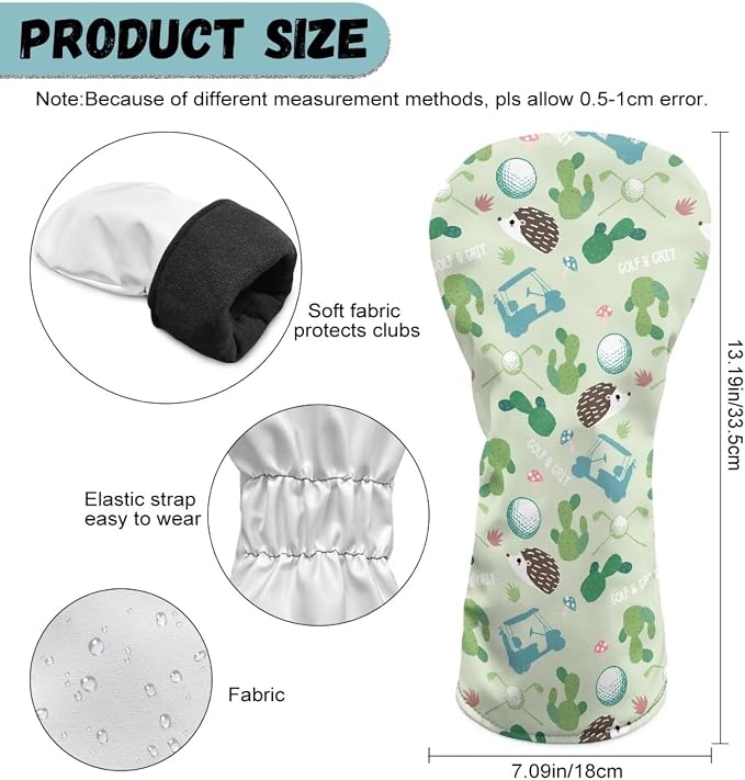 Rnyleeg Golf Club Head Covers for Women Driver Head Cover Leather Fairway Wood Headcover Hybrid Headcovers for Golf Clubs