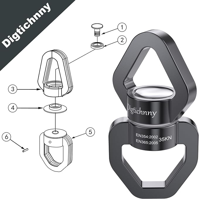 Swing Swivel, 35KN Safety Rotational Device,Swing Spinner for Web Tree Swing, Aerial Dance, Children's Swing, Hanging Hammock（Full Grey）