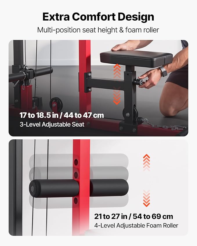 VEVOR LAT Pulldown Attachments, Cable Machine Rowing T-bar V-bar Tricep Pull Down Bar, Back Strength Training Rubber Coated Handle Grip, Bicep Curl Tricep LAT Pulldown Bar for Home Gym Fitness