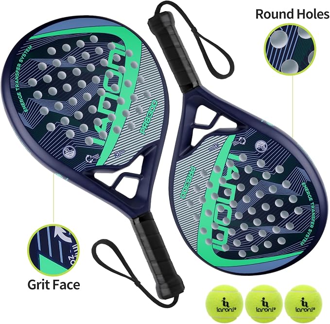 Padel Racket Carbon Fiber Surface with EVA Memory Flex Foam Core Lightweight Padel Racquet