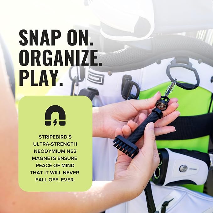 Magnetic Golf Club Brush - Detachable - Premium Nylon Bristles - Golf Bag Accessory - Golf Club Cleaner - Golf Tool